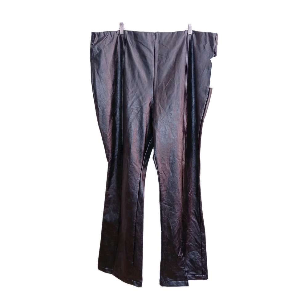 Tinseltown Women Pleather Pants 3X Black Flare Leg Biker Motorcycle Rider Club